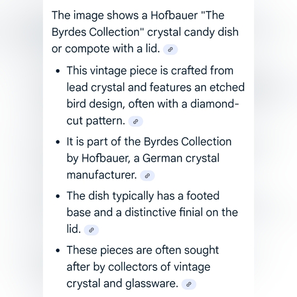 Hofbauer Crystal Candy Dish with Lid, Vintage, "The Birds Collection" - Picture 13 of 13